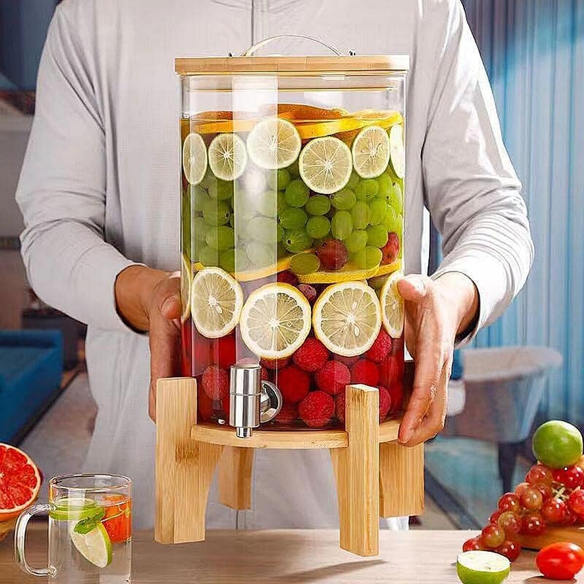 Amazon | ドリンクサーバー 冷水筒 大容量 10L ガラス貯蔵タンク 保存